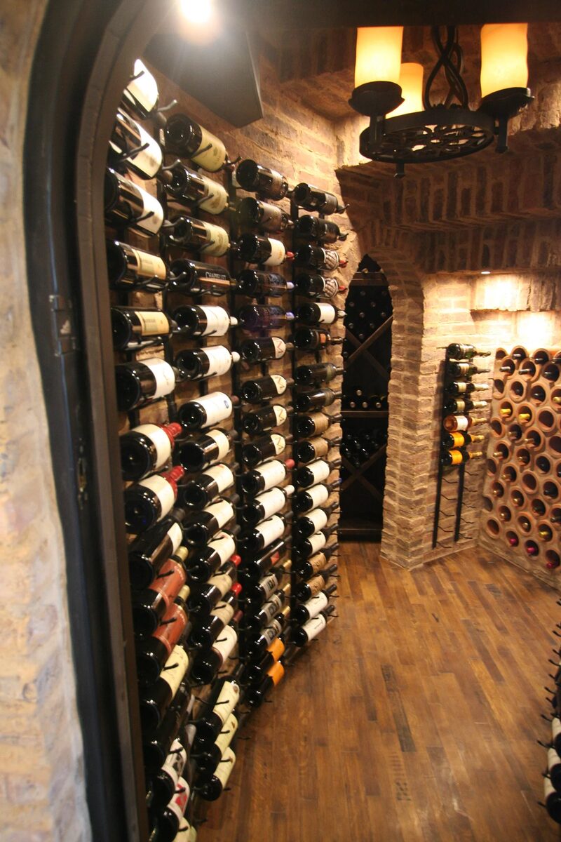 Wine cellar with floor to ceiling bottle racking
